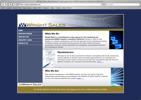 Website for a manufacturer’s sales agency for the HVAC industry.Visit the Website